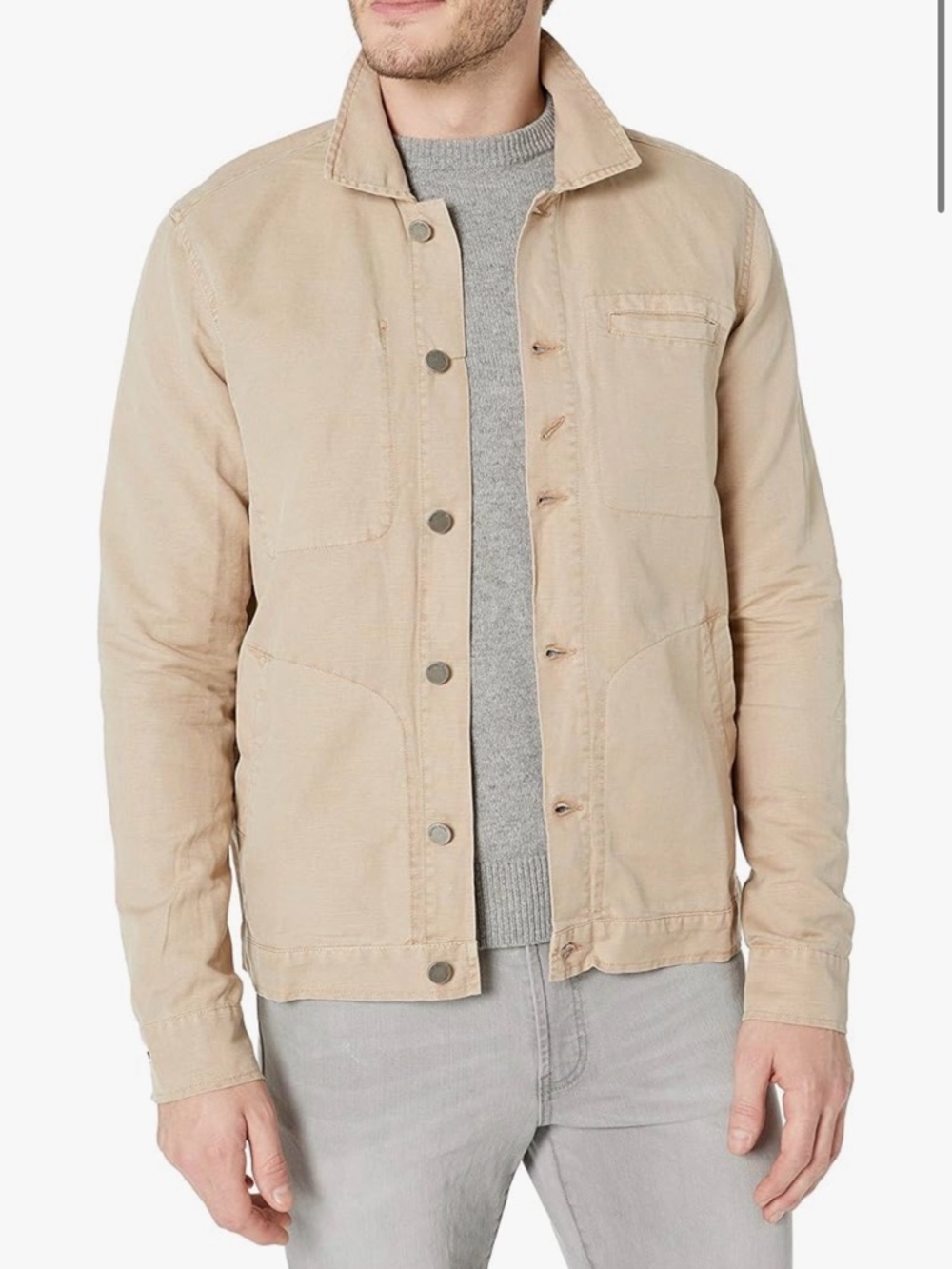 Michael Stars Men's Linen Canvas Shirt Jacket Green M